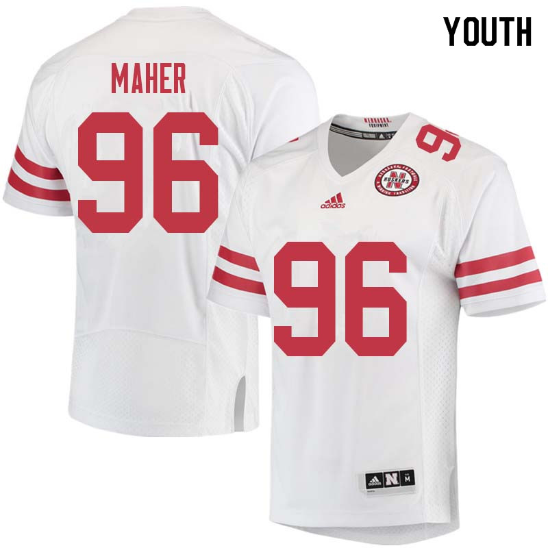 Youth #96 Brett Maher Nebraska Cornhuskers College Football Jerseys Sale-White - Click Image to Close